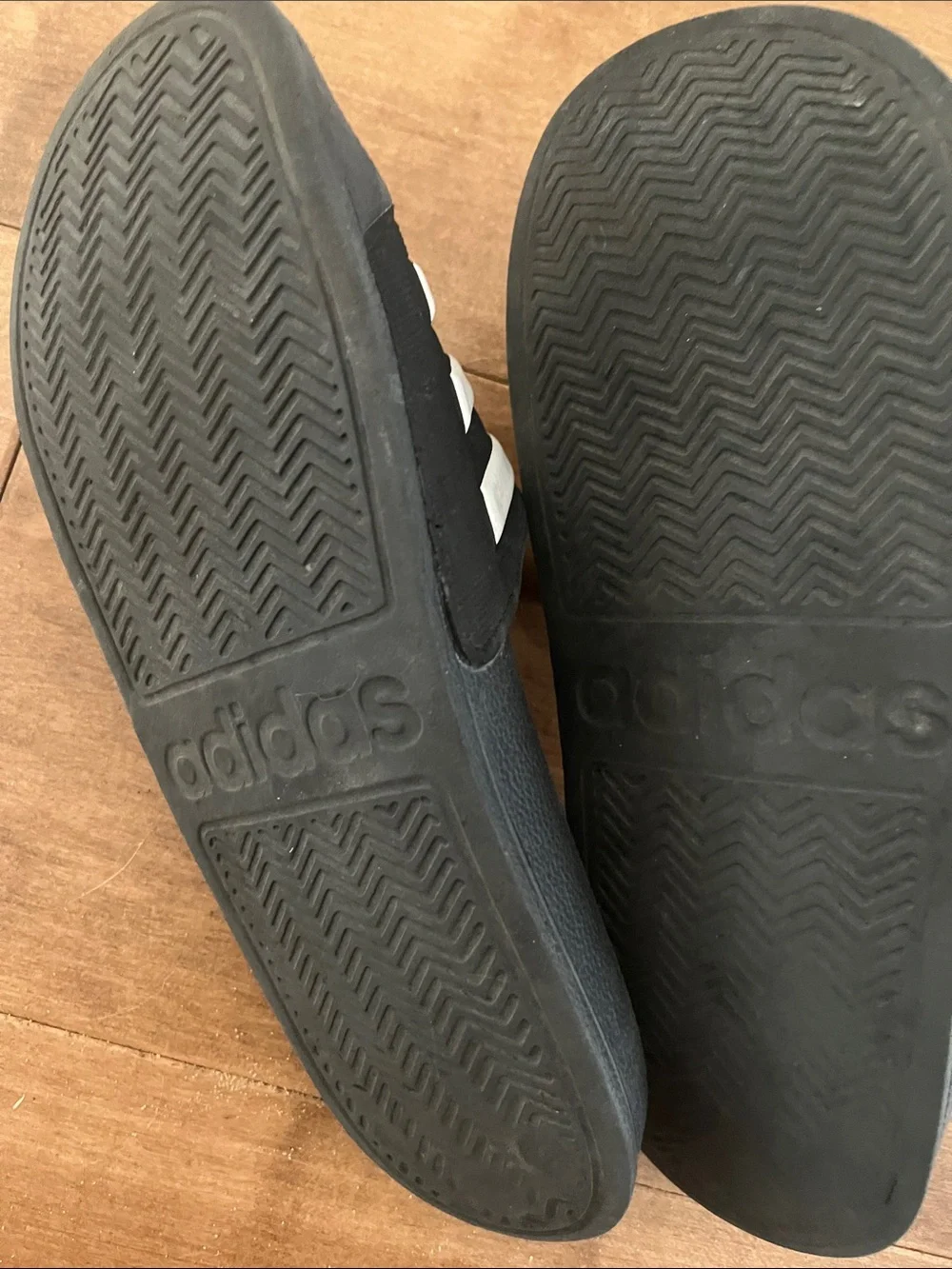 adidas Black & White Slide Sandals with Three Stripes